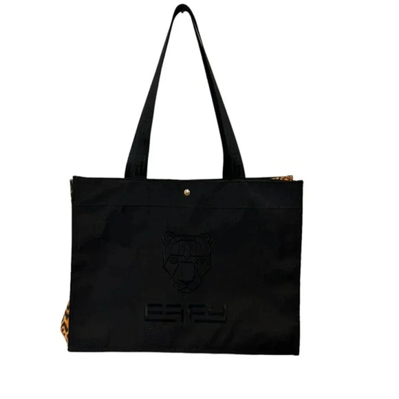 Effy Black‎ Leopard Print Tote Handbag - Picture 1 of 3